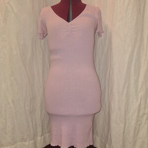 Light Pink Ribbed Knit Dress